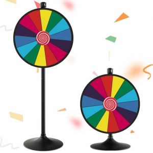 Costway Roue De La Fortune Dia.60 Cm Sur Pied Solide, Avec 14 S. Lots, Hauteur Réglable 80-148cm, Stylo Effaçable Et Effaceur Inclus