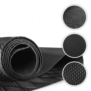 Walser 28203 Tapis de Voiture Odin ondulé, moquette en Coupe 100x250 cm, Tapis de Protection Universel, Tapis de Bottes, Tapis Anti-salissures Noir
