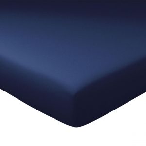 Drap housse grand bonnet uni FLANELLE - bleu encre