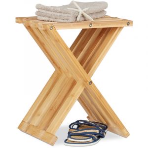 Image de Relaxdays Tabouret Bas Pliant en Bambou, Aspect naturel, Pliable Gain de place, Assise Enfants, HLP : 42x32x27cm, nature - 4052025218539