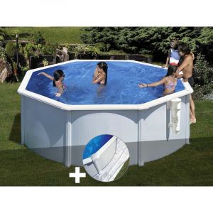 Gre Kit piscine acier blanc Bora Bora ronde 3,20 x 1,22 m + Tapis de sol