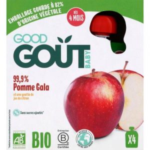 Good Goût Baby Gourde Fruits Pomme Gala Bio +4m Lot de 4 x 85g