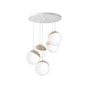 Image de Suspension avec fil SFERA WOOD 5xE14/40W/230V blanc