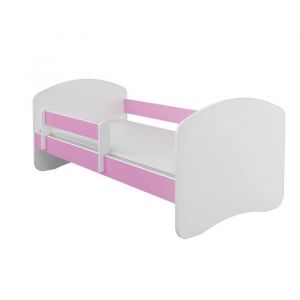 Lit Enfant Bébé 140x70 + Matelas Sommier Gratuite Rose ACMA II