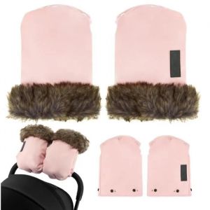 Momi Moufles Chauffe-Mains Pour Poussette - Gants Poussettes Avec Peluche Imperméable - Taille Universelle - Rose