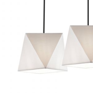 Image de Lamkur Lighting - Lamkur Carla Plafonnier suspendu Bar, abat-jour en tissu blanc, 3x E27