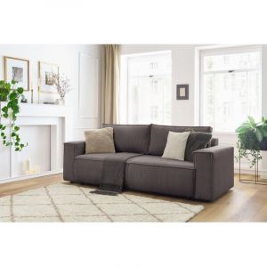 Bobochic Canapé droit fixe Canapé droit fixe 3 places nihad velours côtelé Taupe - Taupe