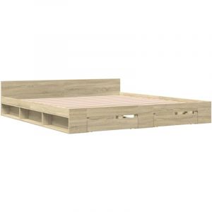 VidaXL Cadre de lit à tiroirs chêne sonoma 180x200cm bois d'ingénierie, lit, lit de rangement, cadre de lit double, lit double