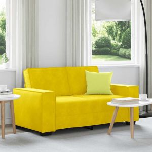VidaXL Canap&eacute; &agrave; 2 places Jaune 120 cm Velours