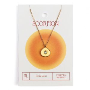 Nature & Découvertes Collier du zodiaque acier doré et strass en verre collection Aura