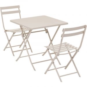 Hesperide Salon De Jardin Carré En Métal Greensboro 70 X 70 Cm Argile Avec 2 Chaises