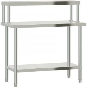 VidaXL Table de travail de cuisine avec étagère 110x55x120 cm inox