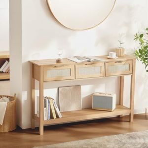 VEVOR Mesa de consola Table Console en rotin, Naturel, 1 305 × 300 × 815 mm