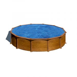 Gre Piscine ronde acier D.5.70mxH.1.32m - Imitat bois