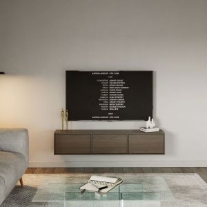 Selsey - framme – meuble tv suspendu à trois abattants – aspect noyer – 150 cm