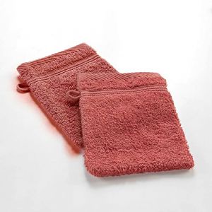 2 Gants de Toilette 15 x 21 cm Terracotta, 100% Coton, Tendresse