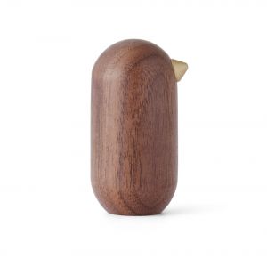 Normann Copenhagen Figurine Little Bird / H 5 x &Oslash; 2,5 cm or,noyer naturel en bois