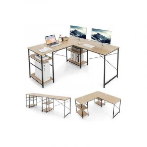 Bureau en Forme de L avec Étagères de Rangement Bureau angle Industriel en Bois de 29 m