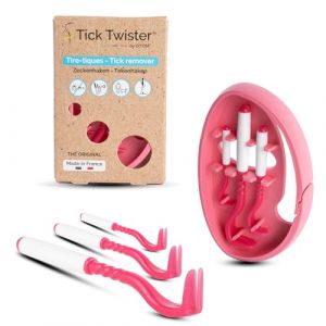 Clipbox Tick Twister Rose / Tire Tique Pour Humain, Chien, Chat / Pince A Tique X3 Avec Clipbox Et Boîte En Carton Recyclable / Retrait Sans Douleur Et En Quelques Secondes / Fabriqué En France