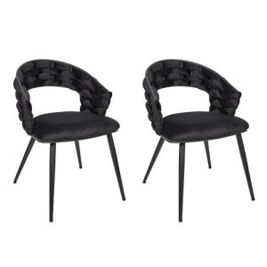 The home deco factory Fauteuil En Velours Sawyer Noir Home Deco Factory