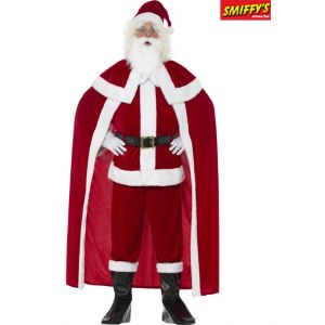 Smiffy's Déguisement Père Noël Deluxe, rouge avec un pantalon, veste, cape, ceinture, cou