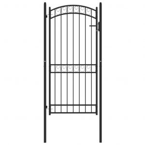 VidaXL Portail de clôture avec dessus arqué Acier 100x200 cm Noir