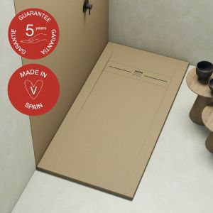 Image de Receveur de douche Poalgi, extraplat, beige albero, L.70 x l.160 cm, finition ardoise, s&eacute;rie Gneis