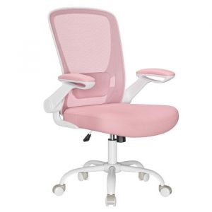 Songmics Chaise de bureau ergonomique plastique acier rose bonbon