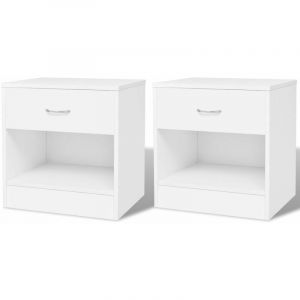 Table de nuit c vet commode armoire meuble chambre 2 pcs avec tiroir blanc Blanc