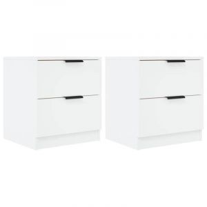VidaXL Set 2 tables de chevet moderne et élégante avec 2 tiroirs en différentes couleurs Couleur : Blanc