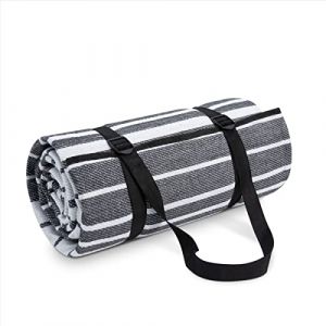 Paco Home - Couverture De Pique-Nique Camping xxl Plage Imperméable Avec Poignée 150x200cm, Gris - Blanc 1