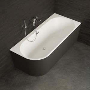 Baignoire semi-îlot Murale CAPRI 160 Droite Noire L. 160 x l. 76 cm, by SPALINA