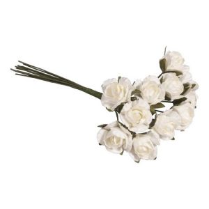 Image de Rayher Lot de petites roses artificielles, rose p&acirc;le, 12 pces., papier, avec tige, 10cm, &oslash;15mm, arts cr&eacute;atifs, d&eacute;coration, bapt&ecirc;me, communion, mariage, cheveux-54079254