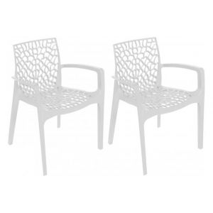 Image de Declikdeco : Lot De 2 Chaises Blanches Avec Accoudoirs FILET