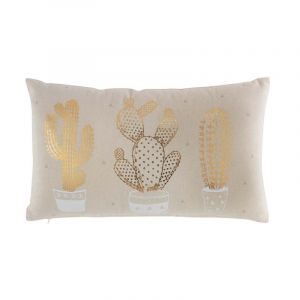 Image de Homemaison Coussin déhoussable au trio de cactus or Naturel Or 30 x 50 cm