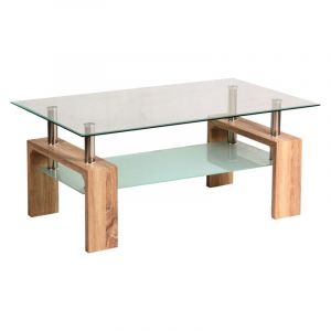 AC-Déco Table basse double niveau - Lisa Basic - 100 x 60 x 45 cm - Couleur chêne sonoma