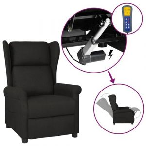 VidaXL Fauteuil inclinable électrique à oreilles noir tissu