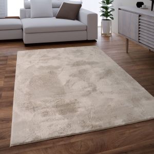 Tapis Poils Longs, Shaggy Pour Salon, Moelleux, Doux, Lavable, Beige [160x230 cm]