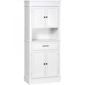 Homcom Buffet haut armoire de cuisine multi-rangement 2 placards 2 portes tiroir niche mdf panneaux blanc