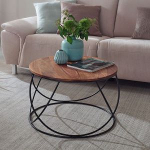 WOHNLING table basse bois massif 60 cm table de salon table basse table ronde bois