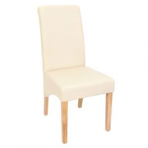 Mendler 6x chaise salle &agrave; manger M37 ~ similicuir mat, cr&egrave;me, pieds clairs