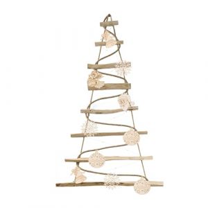 BOGATECO Sapin de Noël fait à la main de 95 cm de haut avec décorations, en bois de noisetier | avec lumières LED de 200 cm