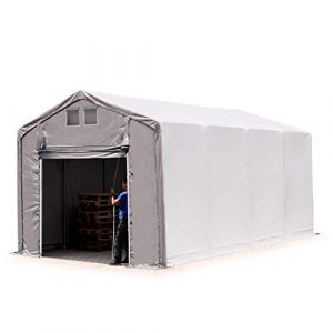 4x8m hangar TOOLPORT, PRIMEtex PVC 2300 N, anti-feu, H. 3m avec porte actionnée par traction