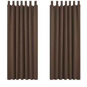 Lot de 2 Rideaux Occultant Isolant Thermiques Salon &agrave; Pattes, Taille Moyenne, 140x220 cm, Brun - Brun - Deconovo