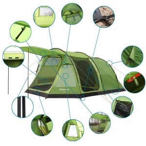 Tente de camping familiale 5 places - Kingcamp - Modèle Milan - 255 x 300 x 200 cm