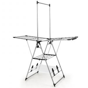 Séchoir à linge pliable réglable en hauteur à 6 niveaux 157,5x192x61cm
