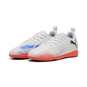 Puma Mixte Enfant Future 8 Play It Jr Chaussure de Football, Blanche, Noire, Rouge éclatante, 32 EU