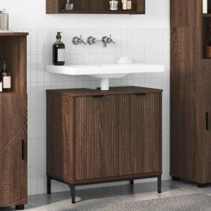 VidaXL Meuble de Lavabo de Salle de Bain avec stockage Chêne marron