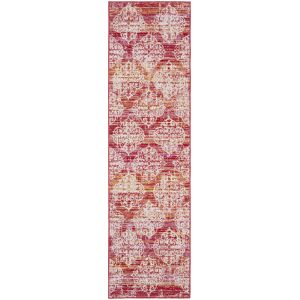 Tapis interieur & exterieur en rose & multi, 69 x 244 cm