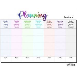 Planning organiseur hebdomadaire semaine familiale magnétique. - format A3 paysage (29,7 x 42.2 cm)
